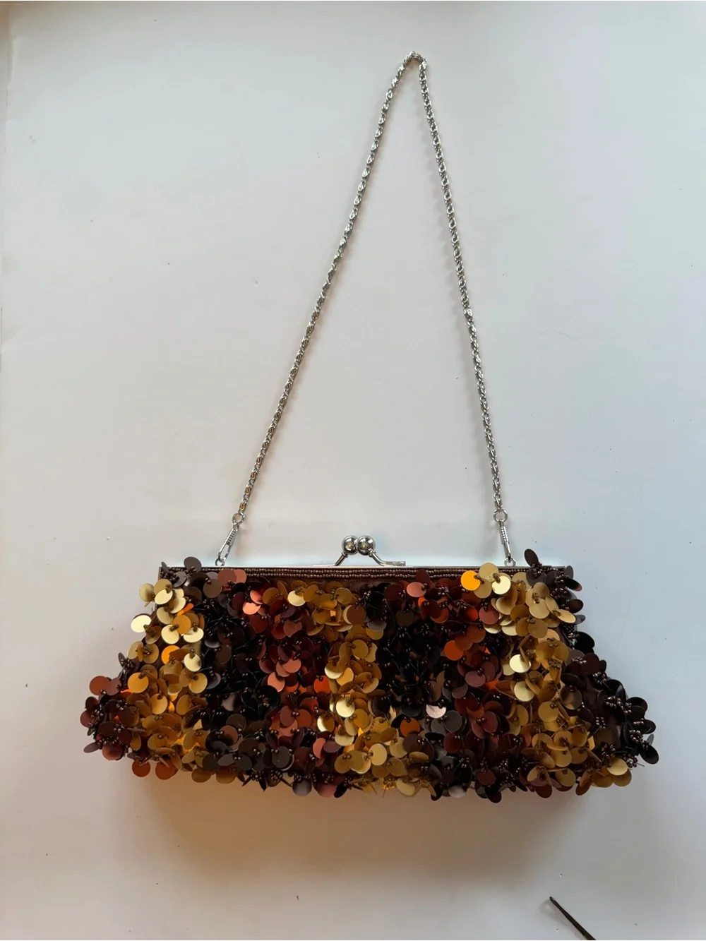 Gold and Brown Sequin Clutch